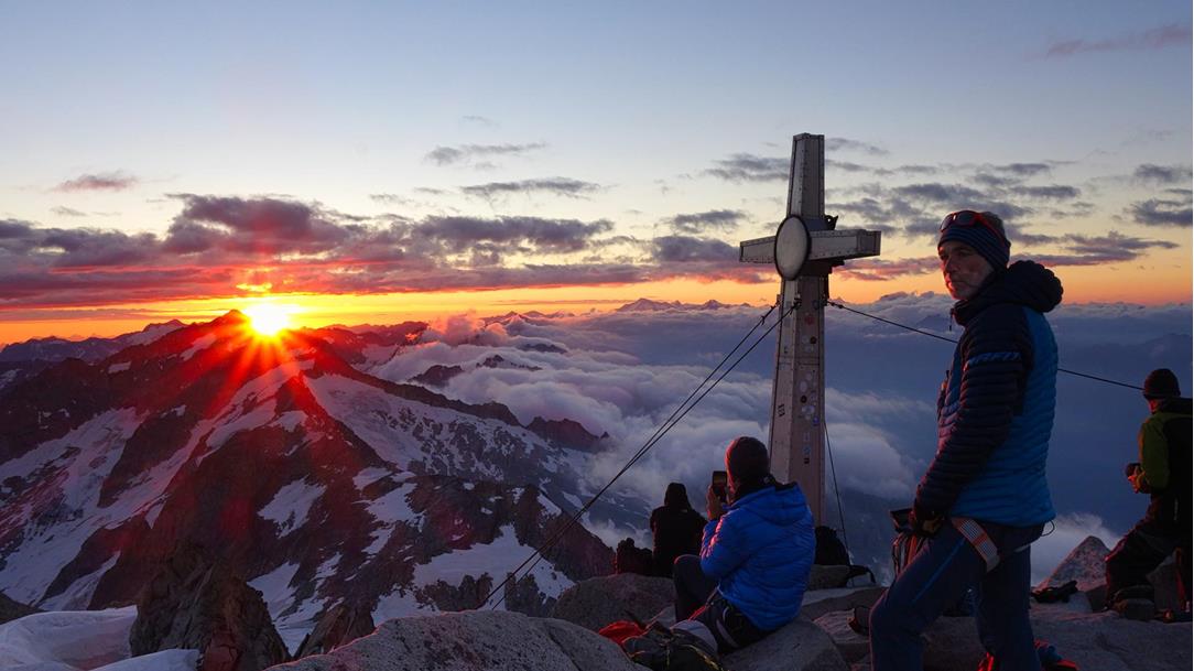 Enjoying the sunset from the peak