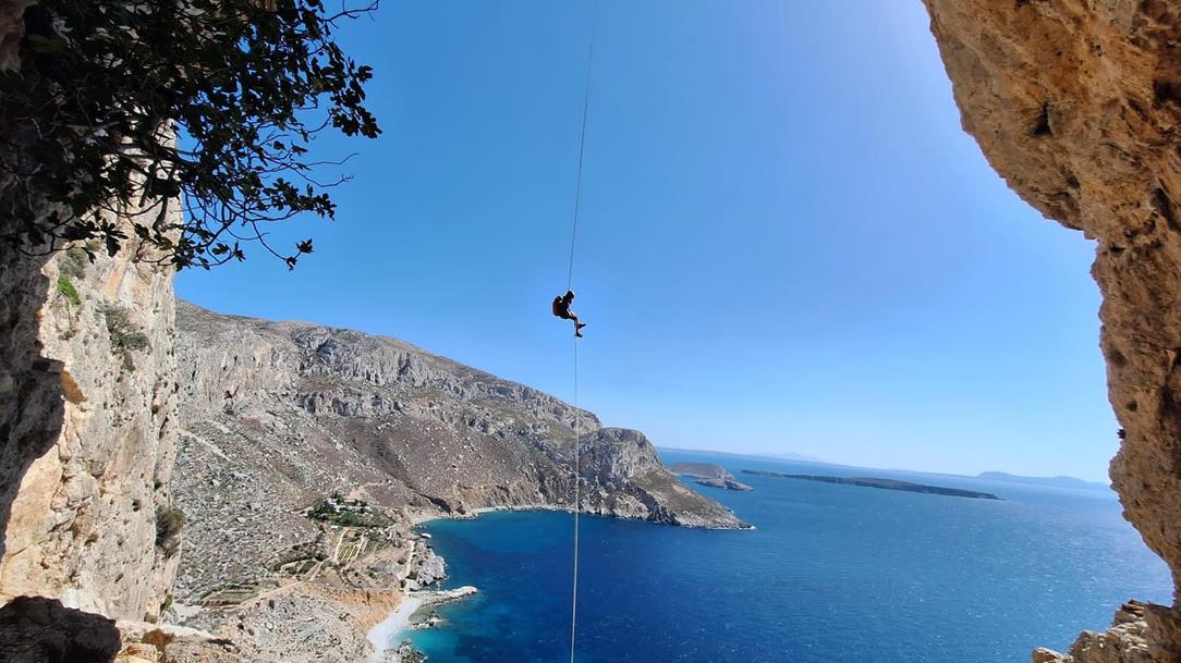 Rappeling down to the sea