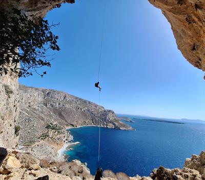 Rappeling down to the sea