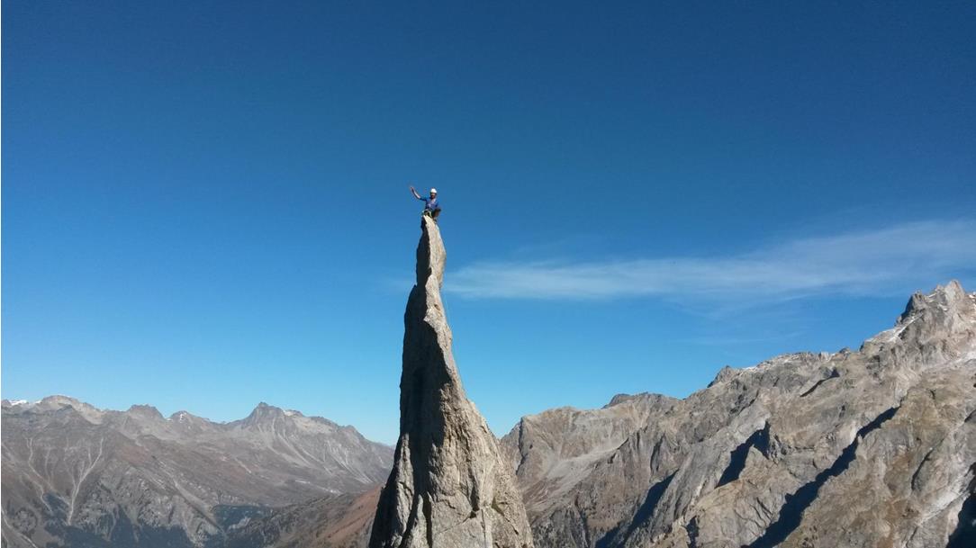 Martin Abler during a climbing tour on granite on the Fiamma in Val Bregaglia