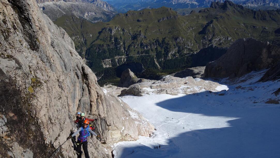 Via Ferrata on the west ridge of the Marmolada