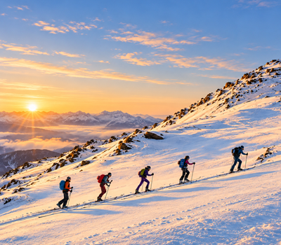 fuenf-skitourengeher-im-goldenen-morgenlicht